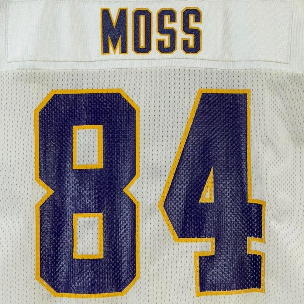 Vintage Nike Randy Moss Vikings Jersey Mens Large White NFL Football #84 Y2K